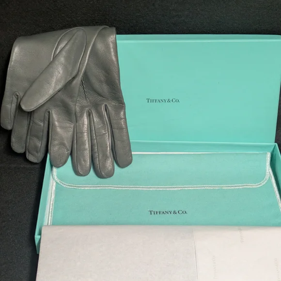Sold!! Tiffany & Co. Gray Leather Gloves - Picture 2 of 7
